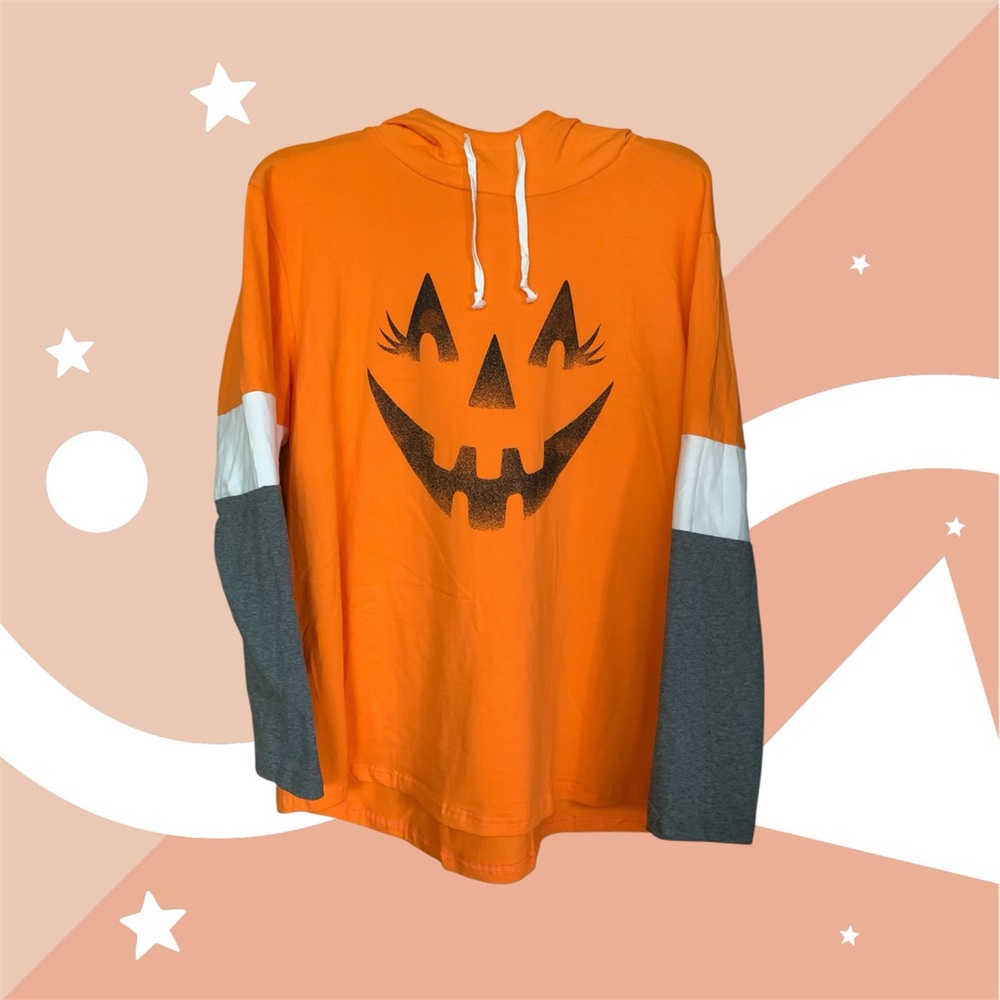 Orange Halloween Pumpkin Face Hoodie